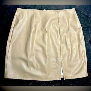 Faux leather tan mini skirt
